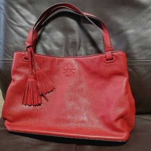 Tory Burch Thea Leather Red Handbag